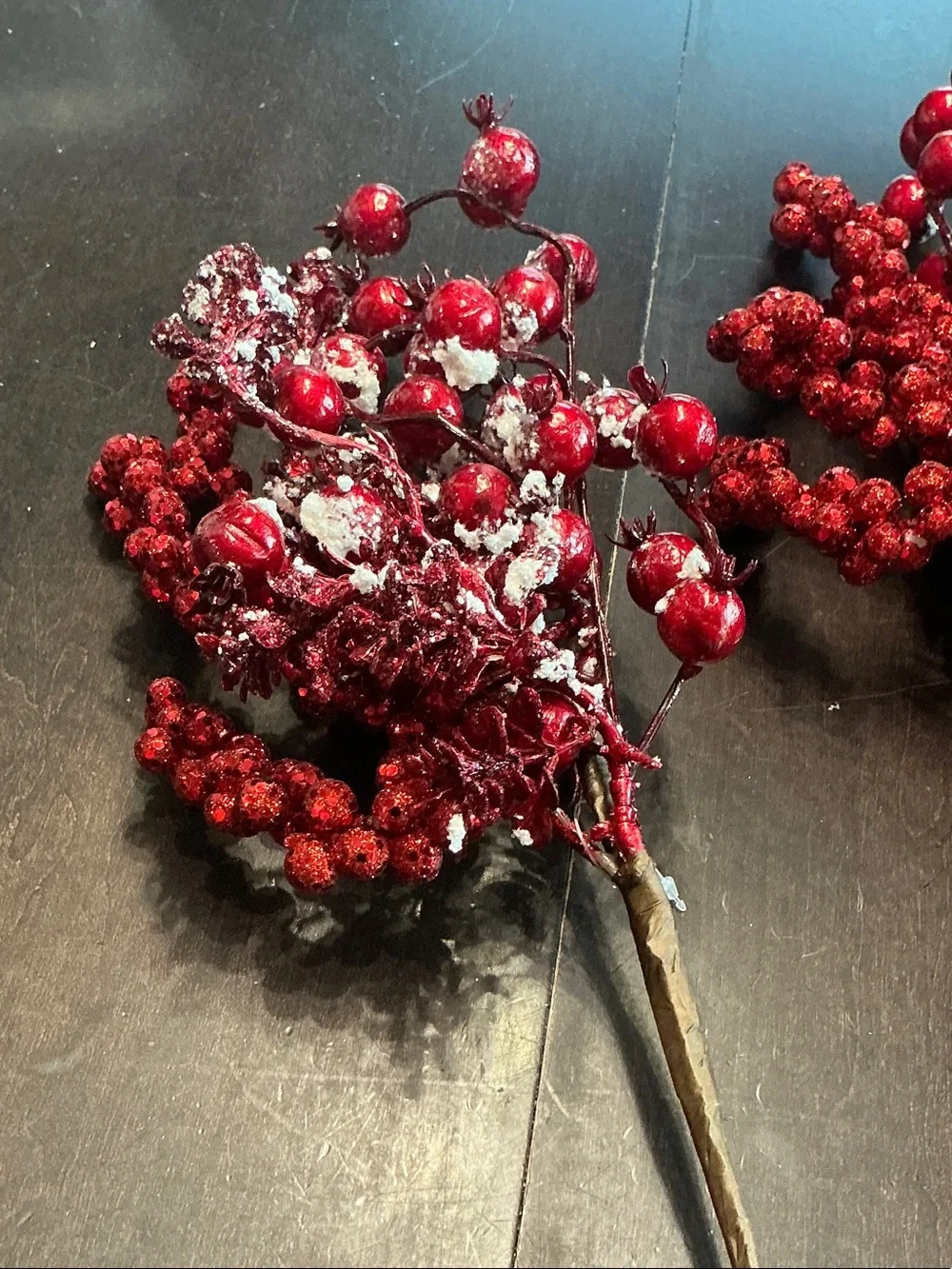 Red Holiday Berry Spray - Festive Decorative Stems - Valerie Parr Hill
